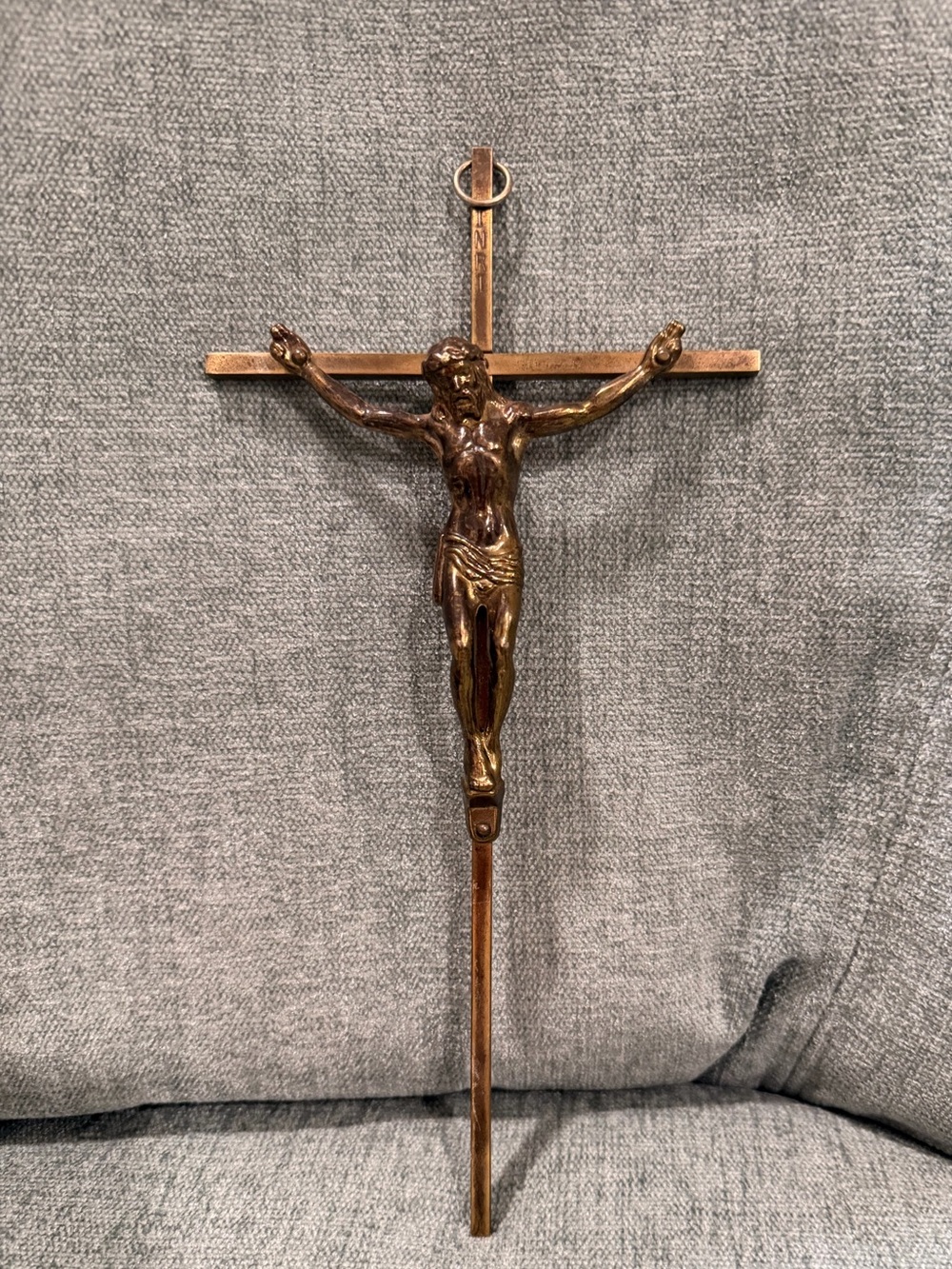 Vintage 1970s Solid Brass Crucifix Cross “INRI” Wall Hanging Art Decor 9.5” tall